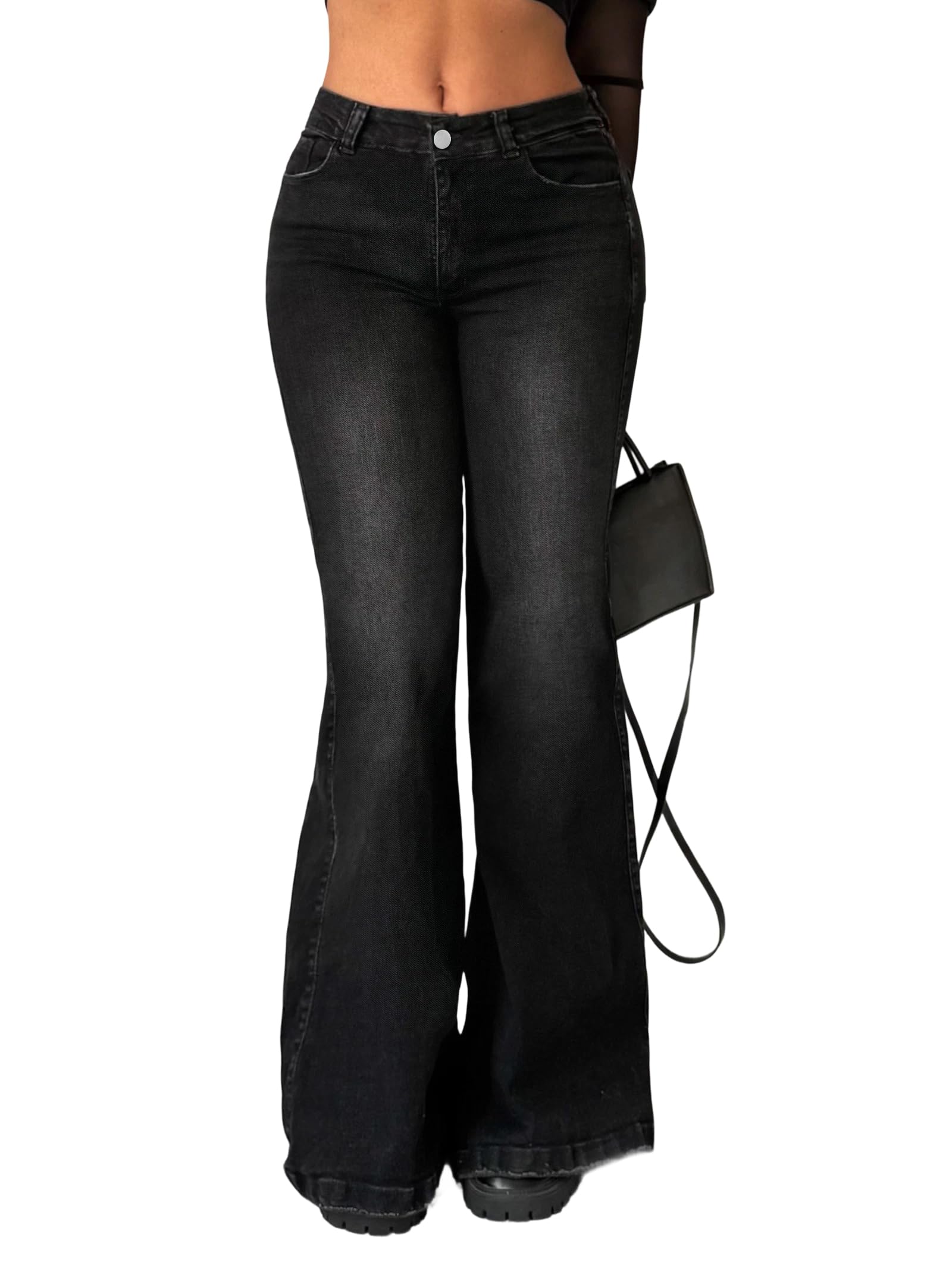 EMMIOL Women Bootcut Jeans Flare Jeans Mid-High Waisted Stretchy Jeans Trendy 90s Denim Pants