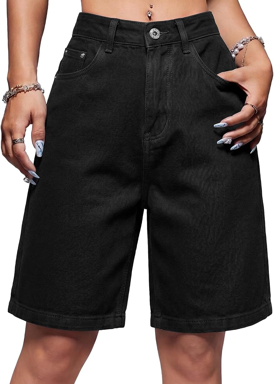 EMMIOL Women Jorts Baggy Jeans Shorts High Waisted Denim | Knee Length Y2K Bermuda Shorts Summer Hot Short Pants Streetwear