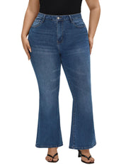 EMMIOL Flare Jeans for Women High Waisted Women's Stretch Bootcut Jeans | Plus Size Bell Bottom Denim Pants with Pockets,Y2K Look,Ripped Design