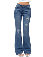 EMMIOL Stretchy Bootcut Jeans for Women High Waisted Womens Flare Jeans | Bell Bottom Jeans for Women, Trendy Y2K Jeans, Ripped Design, Mid High Rise Selection, Retro Denim Pants, Skinny jeans