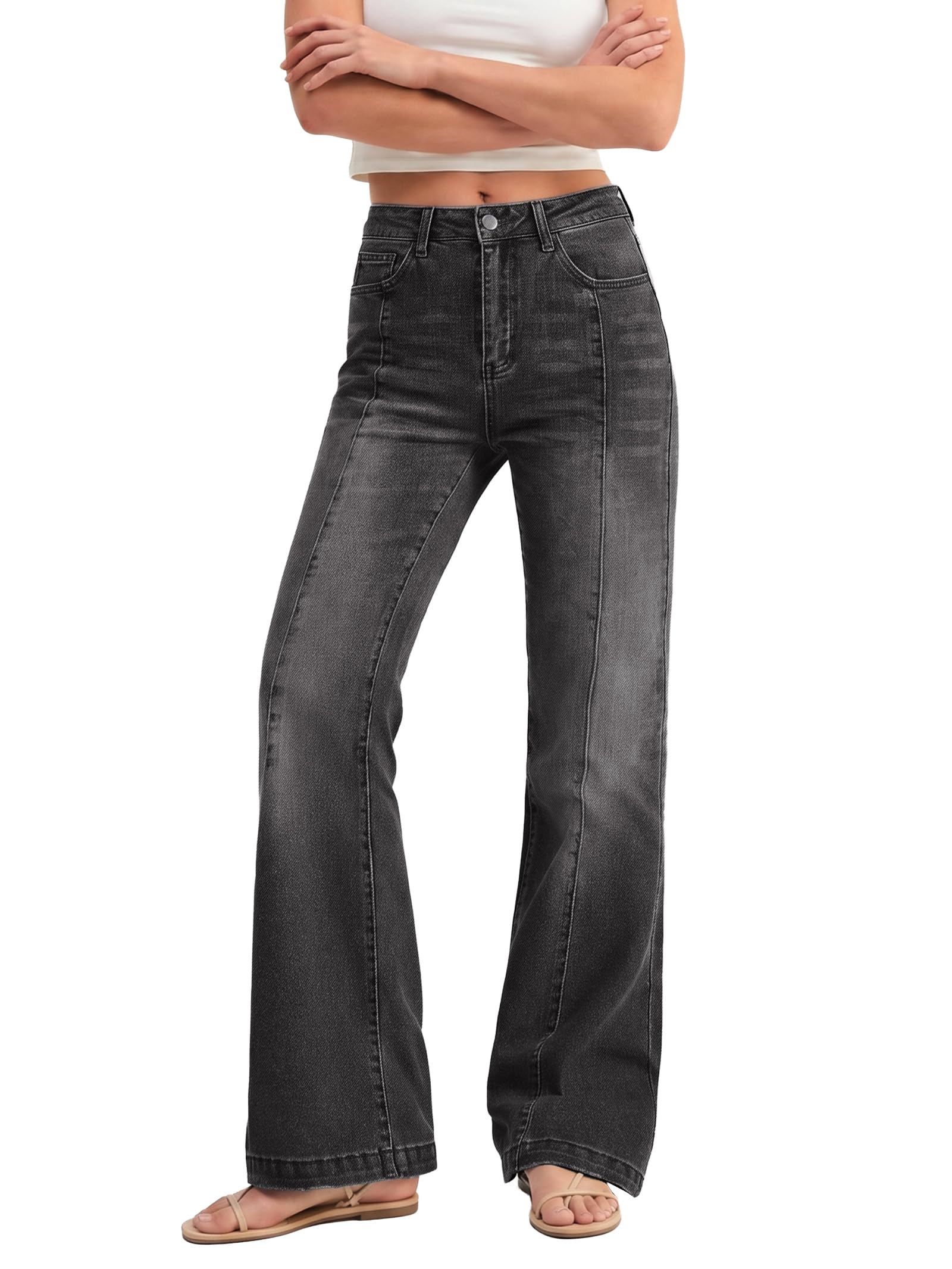 EMMIOL Flare Jeans for Women High Waisted Bootcut Jeans for Women Stretchy Denim Bell Bottom Pants Y2K School Outfits