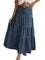 EMMIOL Long Denim Skirt for Women - High Waisted A-Line Jean Maxi Skirts Dark Wash Tiered Swing Jean Skirt with Pockets