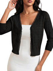 JOKELAMB Cropped Cardigan Sweater Shrug for Women - Button Down Short Sleeve Lightweight Knit Top Summer Machine Wash Clothes