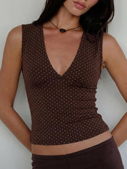 Women Deep V Neck Tops Sexy Sleeveless Crop Top Stretchy Trendy Going Out Tank Top Cute Summer Clothes