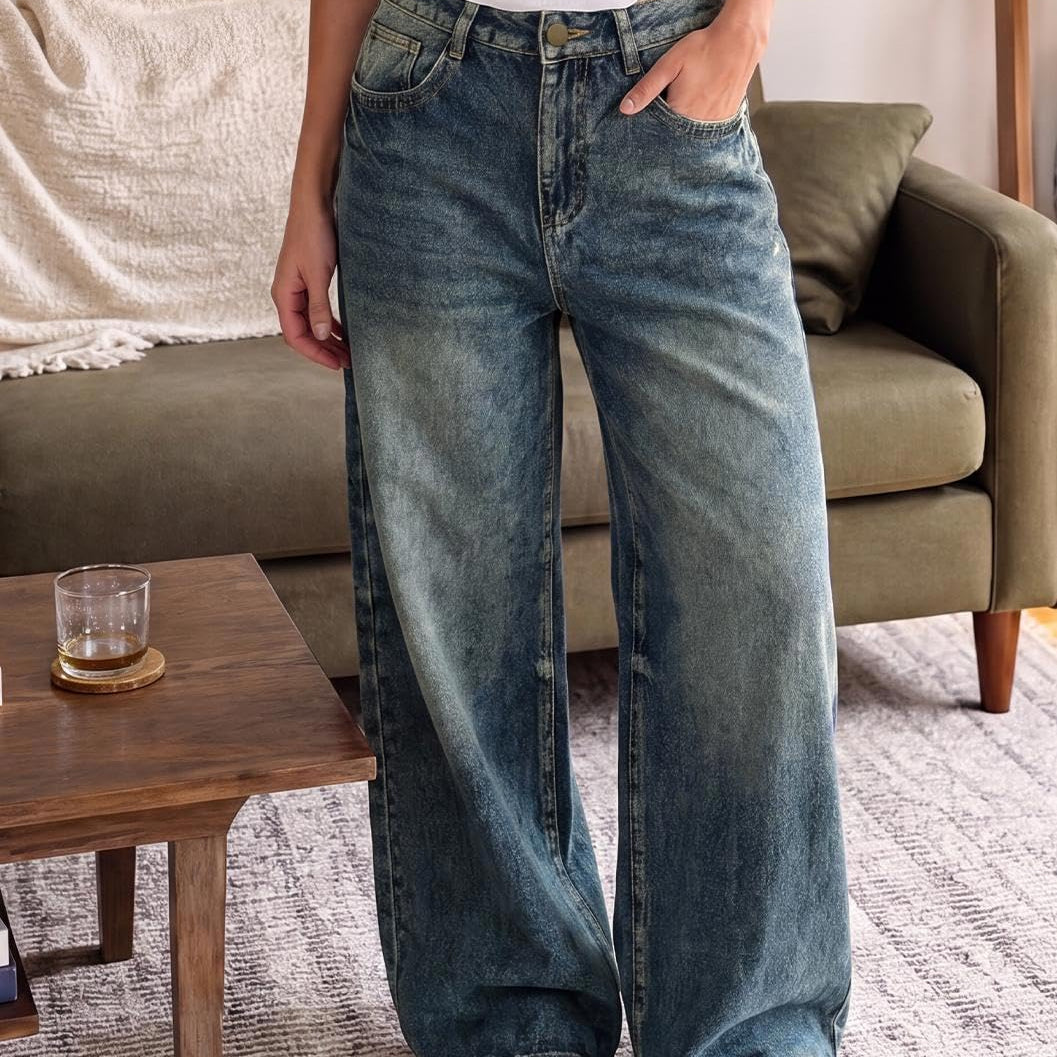 EMMIOL Baggy Jeans for Women High Waisted Womens Wide Leg Jeans Plus Size | Y2K Boyfriends Denim Pants, Casual Loose Wide Leg Jeans, Straight Leg, High Waist, 90s Vintage Baggy Pants with Pockets