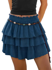 Women's Flowy Skort Skirt Tiered Ruffle Hem Mid Waist Summer Mini Skirt | Going Out Skirts Soft Stretchy Breathable Fabric Casual Bohemian Mini Shorts 2026 Summer Shorts