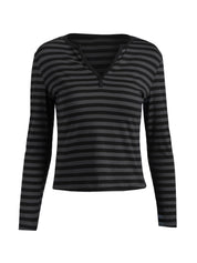 Womens Lace Long Sleeve Top Paneled Henley Shirts Y2k 2000s Fitted Going Out Tops Blouse