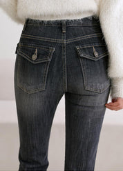 EMMIOL Mid-Low Rise Flare Jeans for Women, Y2K Baggy Boot Cut Flared Bootcut Wide Leg Womens Denim Pants Stretch