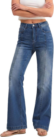 EMMIOL Flare Jeans for Women High Waisted Bootcut Jeans for Women Stretchy Denim Bell Bottom Pants Y2K School Outfits