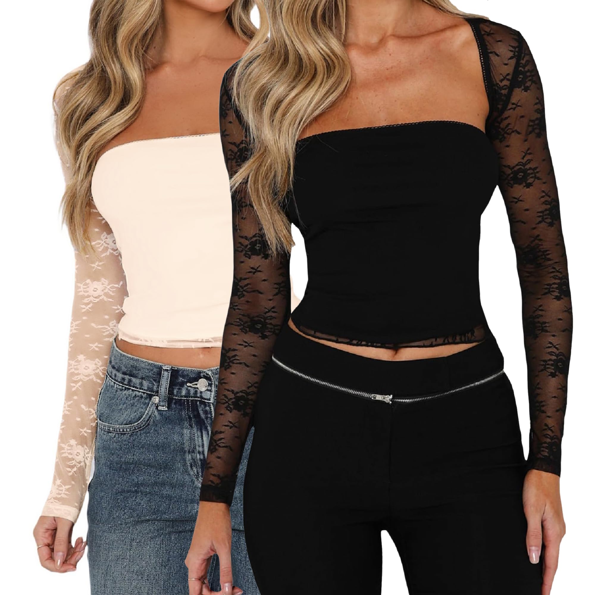 JOKELAMB Women's Lace Bolero Shrug, Sheer Floral Mesh Cropped Cardigan