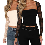 JOKELAMB Women's Lace Bolero Shrug, Sheer Floral Mesh Cropped Cardigan