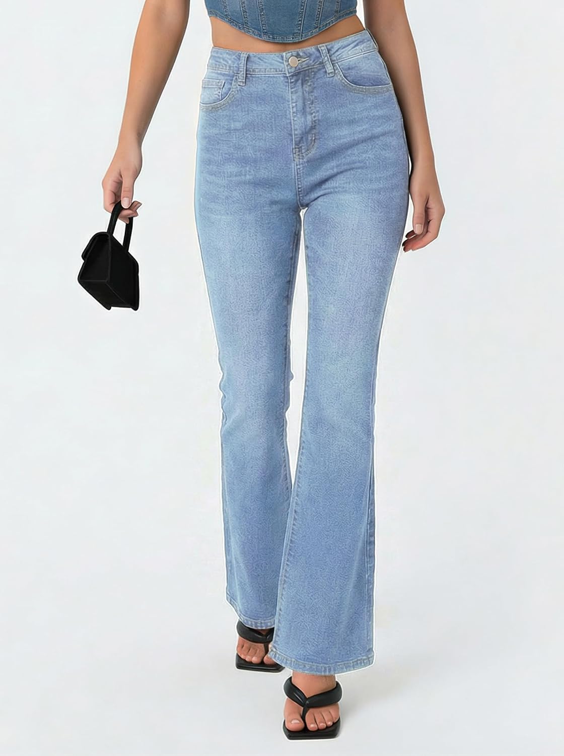 EMMIOL Stretchy Bootcut Jeans for Women High Waisted Womens Flare Jeans | Bell Bottom Jeans for Women, Trendy Y2K Jeans, Mid High Rise Selection, Retro Denim Pants, Skinny jeans, 90s Denim Pants
