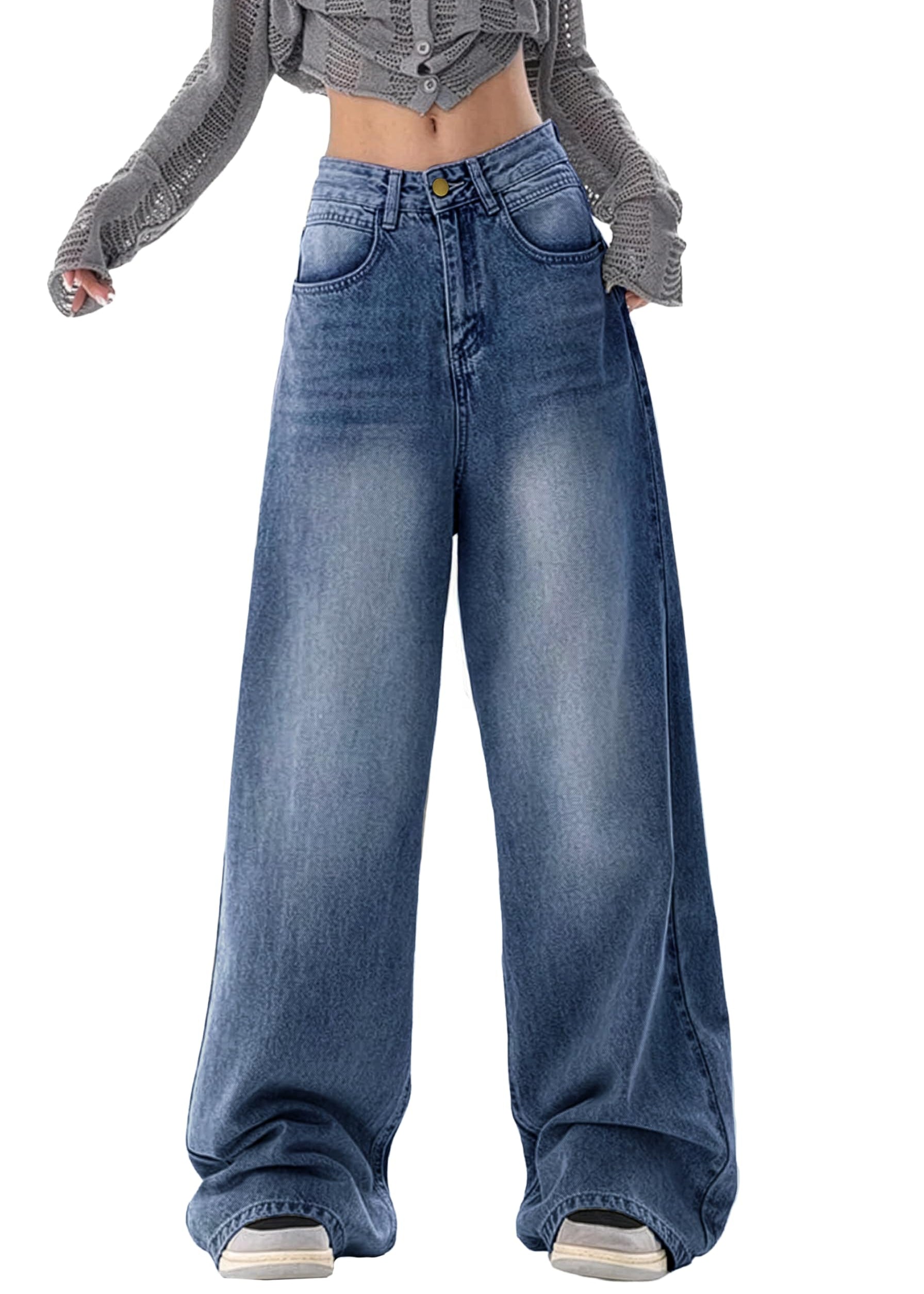 Women Baggy Jeans High Waisted Loose Fit Vintage Oversized Wide Leg Long Denim Pants Trousers