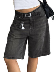 EMMIOL Women Jorts Wide Leg Jeans High Waisted Denim Bermuda Shorts | Knee Length,Casual Daily Wear,Trendy Outfits Summer Hot Short Pants 90S Streetwear with Pocket