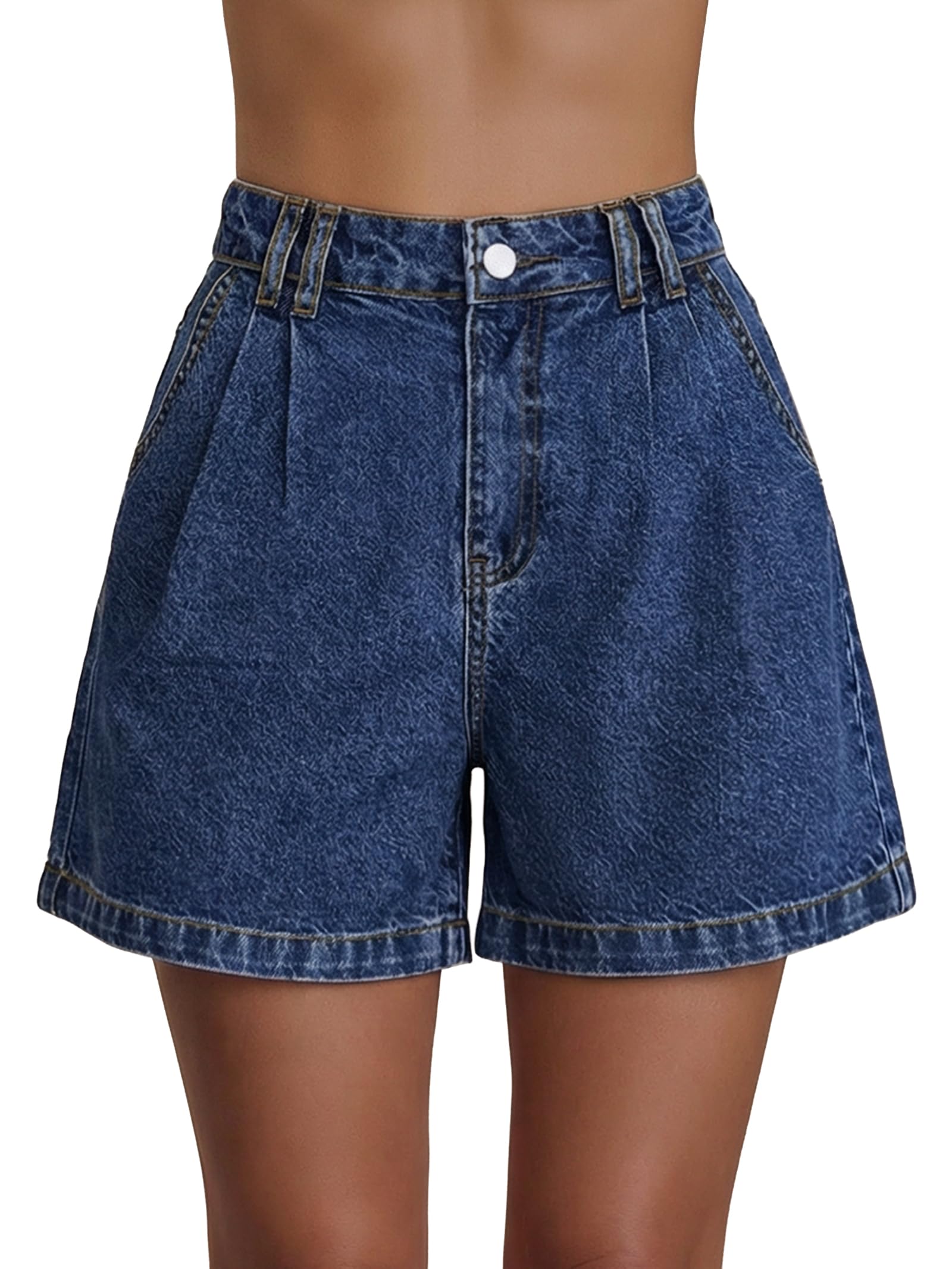 EMMIOL Jean Shorts for Women High Waisted Wide Leg Stretchy Denim Shorts | Casual Summer Jorts with Pockets, Lightweight Cotton Shorts for Vacation Beach Outfits