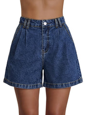 EMMIOL Jean Shorts for Women High Waisted Wide Leg Stretchy Denim Shorts | Casual Summer Jorts with Pockets, Lightweight Cotton Shorts for Vacation Beach Outfits