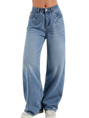 Women Baggy Jeans High Waisted Loose Fit Vintage Oversized Wide Leg Long Denim Pants Trousers