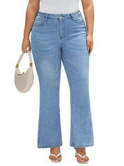 EMMIOL Flare Jeans for Women High Waisted Women's Stretch Bootcut Jeans | Plus Size Bell Bottom Denim Pants with Pockets,Y2K Look,Ripped Design
