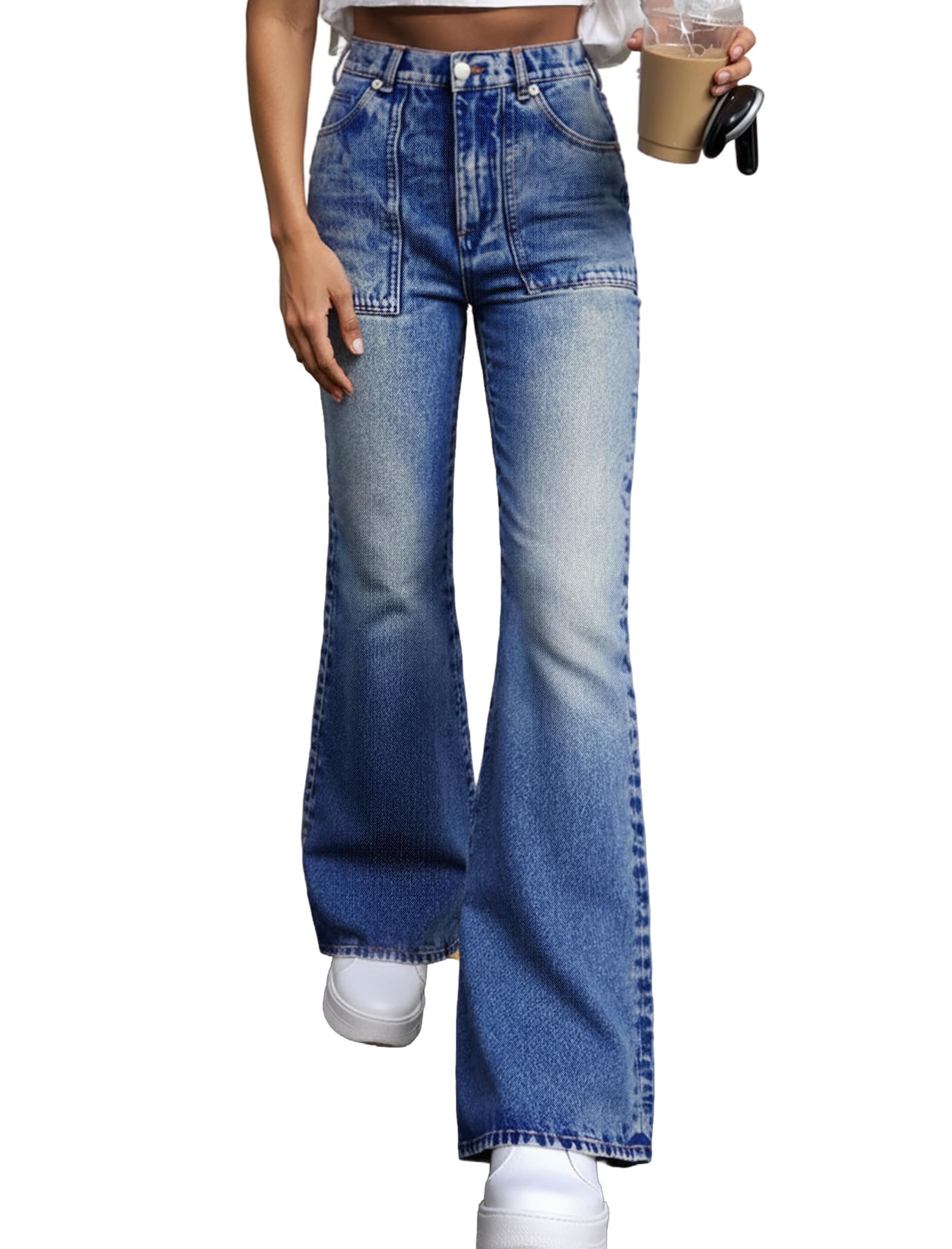 Mid Waisted Stretchy Bootcut Flare Denim Pants
