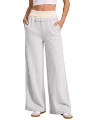 EMMIOL Wide Leg Sweatpants Women Foldover Lace Trim Baggy Lounge Pants | Stretchy Yoga Pants,Y2K Look,Back to School Outfits
