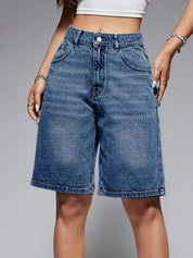 EMMIOL Women Jorts Wide Leg Jeans High Waisted Denim Bermuda Shorts | Knee Length,Casual Daily Wear,Trendy Outfits Summer Hot Short Pants 90S Streetwear with Pocket