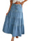 EMMIOL Long Denim Skirt for Women - High Waisted A-Line Jean Maxi Skirts Dark Wash Tiered Swing Jean Skirt with Pockets
