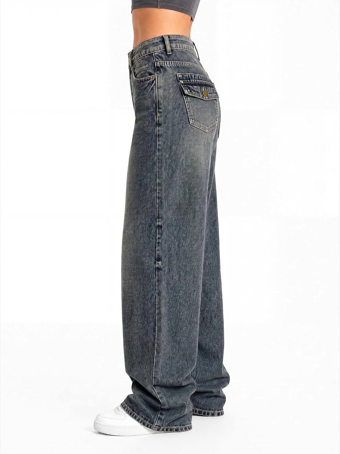 EMMIOL Baggy Jeans for Women High Waisted Womens Wide Leg Jeans Plus Size | Y2K Boyfriends Denim Pants, Casual Loose Wide Leg Jeans, Straight Leg, High Waist, 90s Vintage Baggy Pants with Pockets
