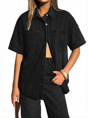 EMMIOL Women Denim Shirts Oversized Long Sleeve Button Down Blouse Distressed Jean Jacket Fall Outfits 2026