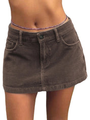 EMMIOL Corduroy Skirts for Women Mid/Low Rised Casual A Line Mini Dress 2026 Trendy Y2k Clothes