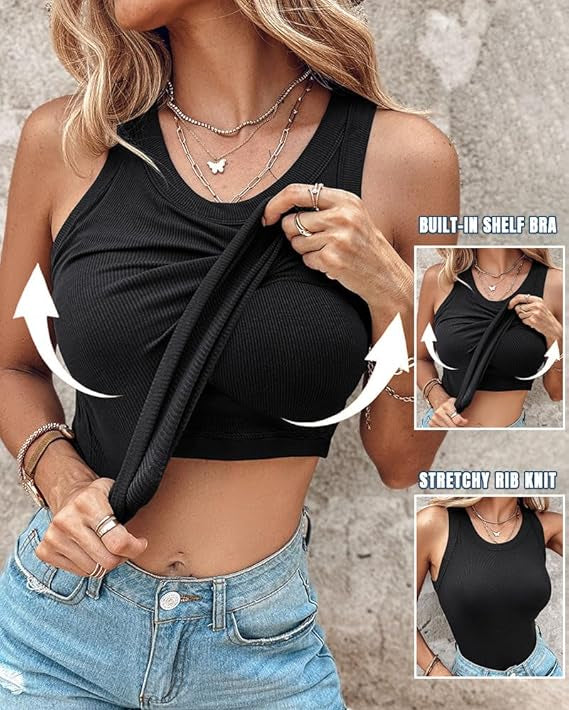 Bra-Style Round Neckline Tank Top
