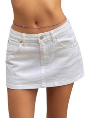 EMMIOL Jean Skirts for Women Mid Rise Summer Denim Skirt with Undershorts | Trendy Y2k Clothes Cotton-blend Denim Mini Skirt with Built-in Undershorts, Parties, Festivals, Dates, Vacations