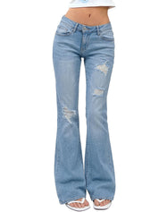 EMMIOL Stretchy Bootcut Jeans for Women High Waisted Womens Flare Jeans | Bell Bottom Jeans for Women, Trendy Y2K Jeans, Ripped Design, Mid High Rise Selection, Retro Denim Pants, Skinny jeans