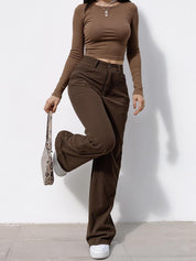 EMMIOL Corduroy Wide Leg Pants Women Casual Winter 2025 Elastic Waist Vintage Loose Trousers with Pockets