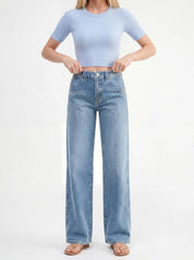 EMMIOL Womens Jeans Straight Leg,Mid-High Rise Baggy Denim Pants,Boyfriend Wide Leg,Loose Fit with Pocket,Runs Small; Size Up