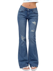 EMMIOL Stretchy Bootcut Jeans for Women High Waisted Womens Flare Jeans | Bell Bottom Jeans for Women, Trendy Y2K Jeans, Ripped Design, Mid High Rise Selection, Retro Denim Pants, Skinny jeans