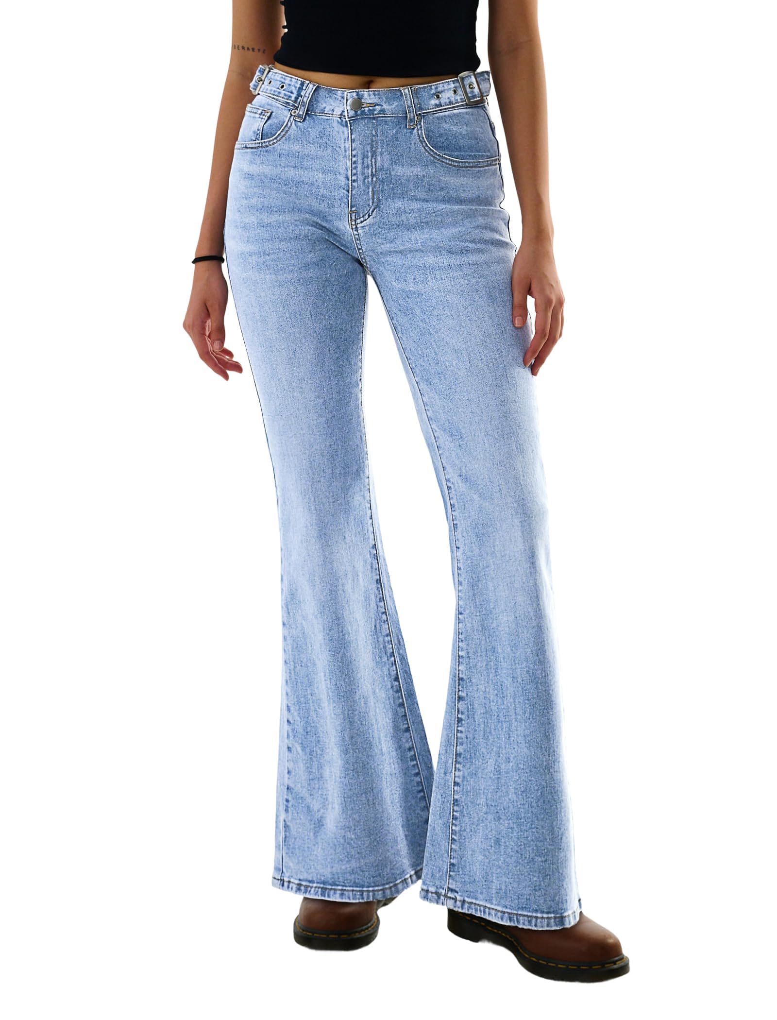 High Waisted Basic Stretch Bootcut Flare Denim Pants