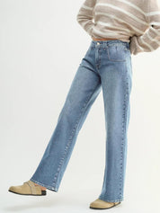 EMMIOL Womens Jeans Straight Leg,Mid-High Rise Baggy Denim Pants,Boyfriend Wide Leg,Loose Fit with Pocket,Runs Small; Size Up