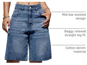 EMMIOL Women Jorts Wide Leg Jeans High Waisted Denim Bermuda Shorts | Knee Length,Casual Daily Wear,Trendy Outfits Summer Hot Short Pants 90S Streetwear with Pocket