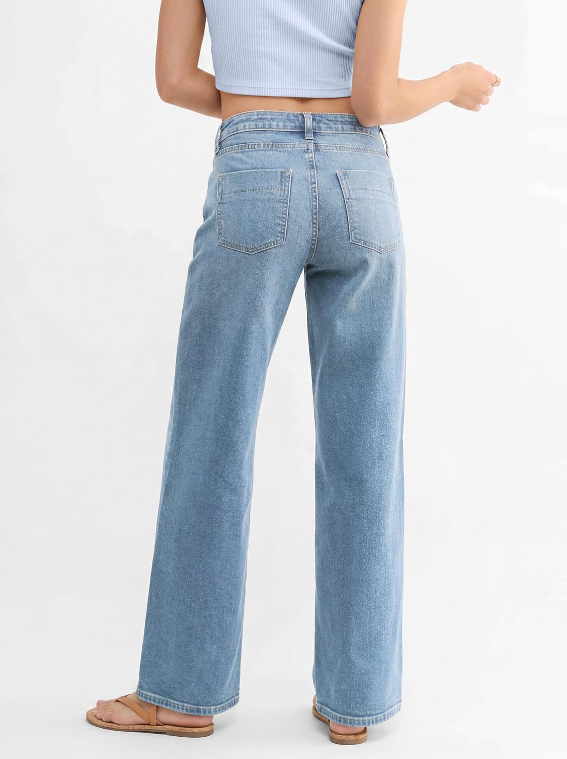 EMMIOL Womens Jeans Straight Leg,Mid-High Rise Baggy Denim Pants,Boyfriend Wide Leg,Loose Fit with Pocket,Runs Small; Size Up