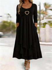Waist-Cinching Dress With Heart Decoration