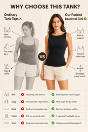 Boat Neck Built-In Padding Tank Top