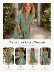 Women's Loose Casual V-Neck Dress