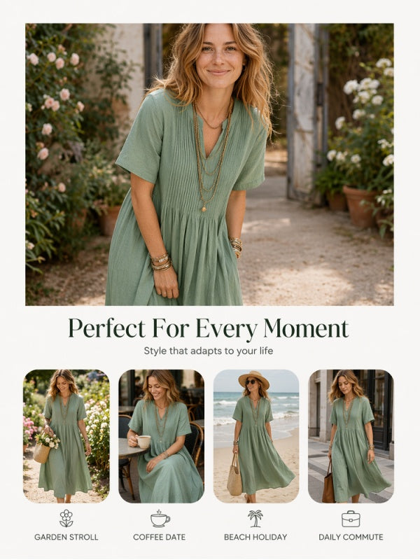 Women's Loose Casual V-Neck Dress