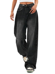 EMMIOL Women Baggy Jeans High Waist Boyfriend Streetwear Vintage Jeans Wide Leg Denim Pants