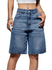 EMMIOL Women Jorts Wide Leg Jeans High Waisted Denim Bermuda Shorts | Knee Length,Casual Daily Wear,Trendy Outfits Summer Hot Short Pants 90S Streetwear with Pocket