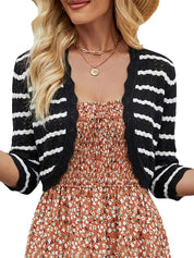 JOKELAMB Women Bolero Shrug Cropped Cardigan 3/4 Sleeve Shrugs for Dresses