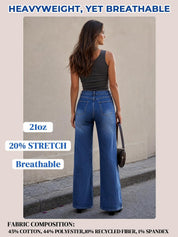 EMMIOL Straight Leg Jeans for Women High Waisted Petite Wide Leg Jeans | Baggy Jeans, Front Seamed, Petite Jeans for Women, Straight Leg, Stretchy Denim Pants with Pockets, High Rise