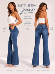 EMMIOL Women Bootcut Jeans Flare Jeans Mid-High Waisted Stretchy Jeans Trendy 90s Denim Pants