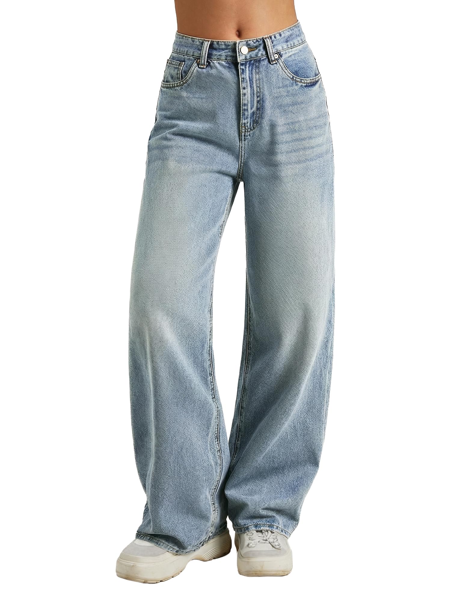 High Waisted Baggy Wide Leg Denim Pants