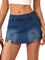 EMMIOL Denim Mini Skirt for Women - Mid Waisted Stretch Side Zipper Skort Y2k Casual Jean Skirts with Shorts Underneath